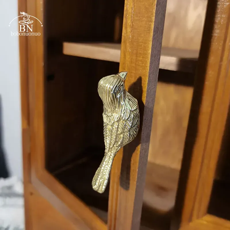 Cast Iron Closet Door Pull Handles - Vintage Bird Design Set Of 2 - Antique Bronze Finish For Drawers & Cabinets