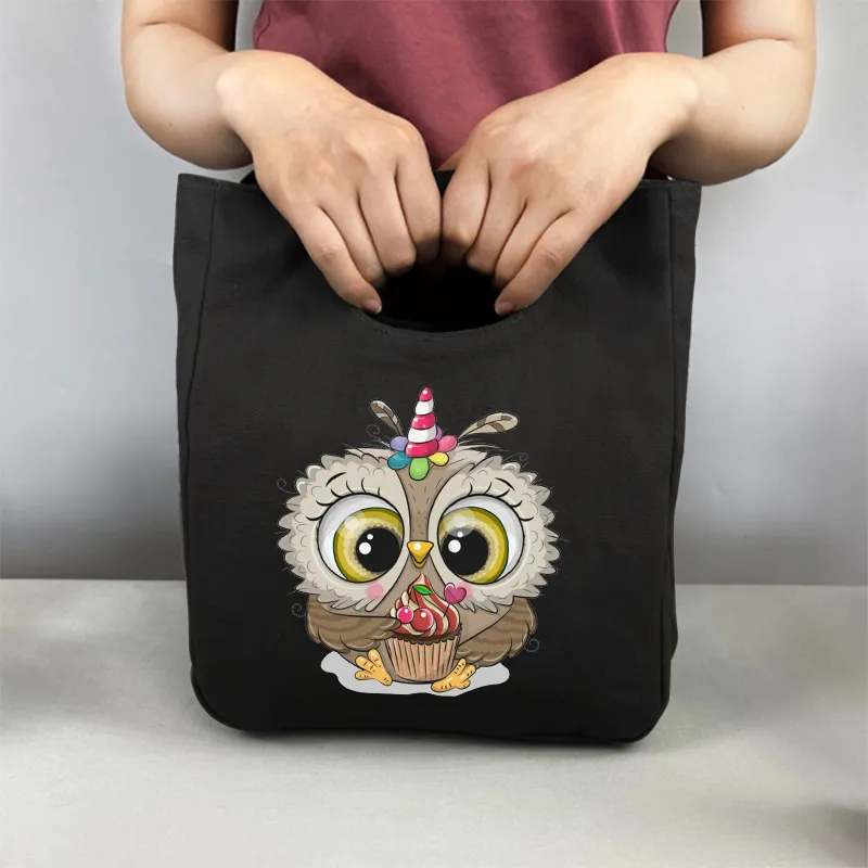 Canvas Lunch Bag Reusable Insulated Harajuku Owl Print Vegan Tote Eco Friendly Picnic Travel Handbag For Women Men From Annides 11.01 DHgate.Com