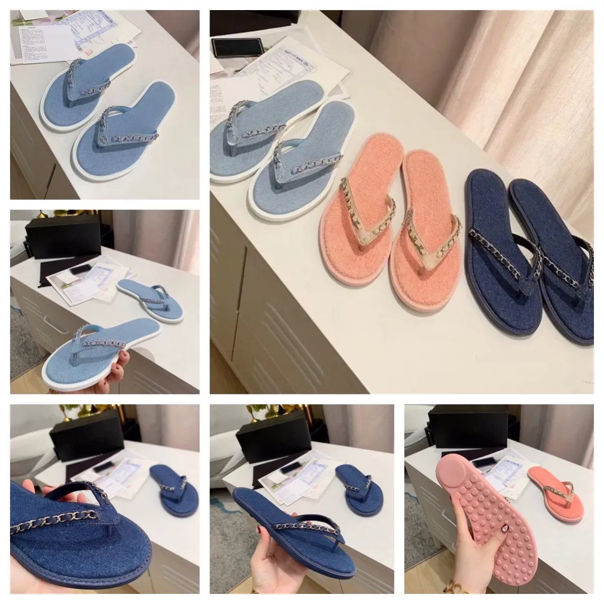 Denim Branded Flip Flop main image 1