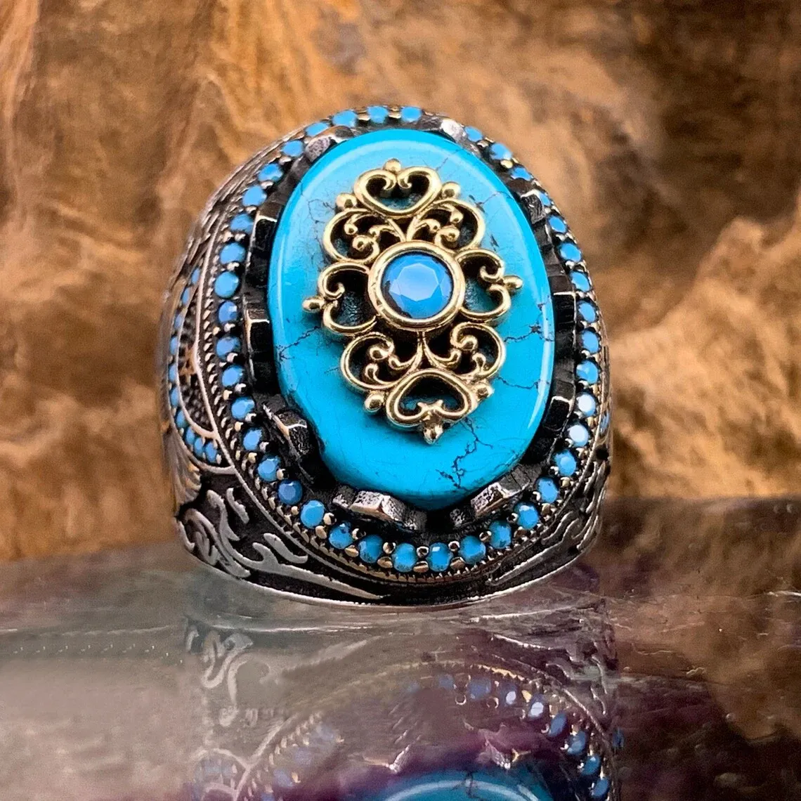 Handmade Vintage Turquoise Crown Ring With Natural Blue Stone Luxury Islamic Religious Muslim Turquoise Jewelry For Men And Women From Ddmycrazy 10.96 DHgate.Com