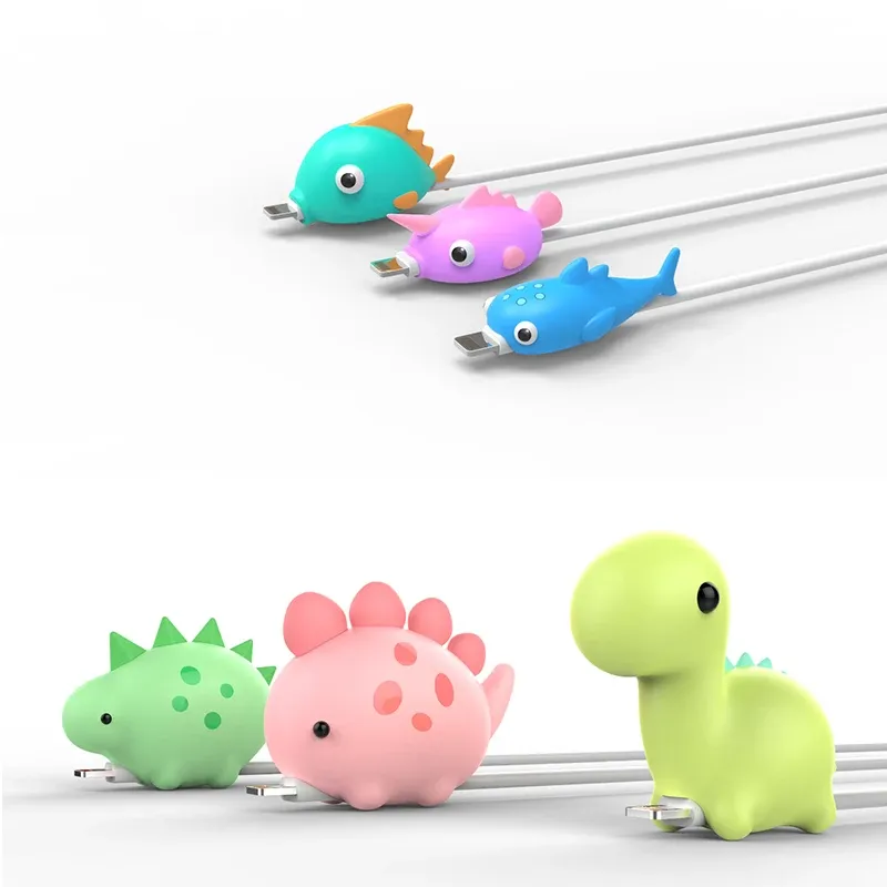 2024Kawaii Animal USB Cable Protector, Fish Dinosaur Charger Winder  Organizer for iPhone Android, Phone Cord Management, Fun Decor for Kids  (5-Pack)