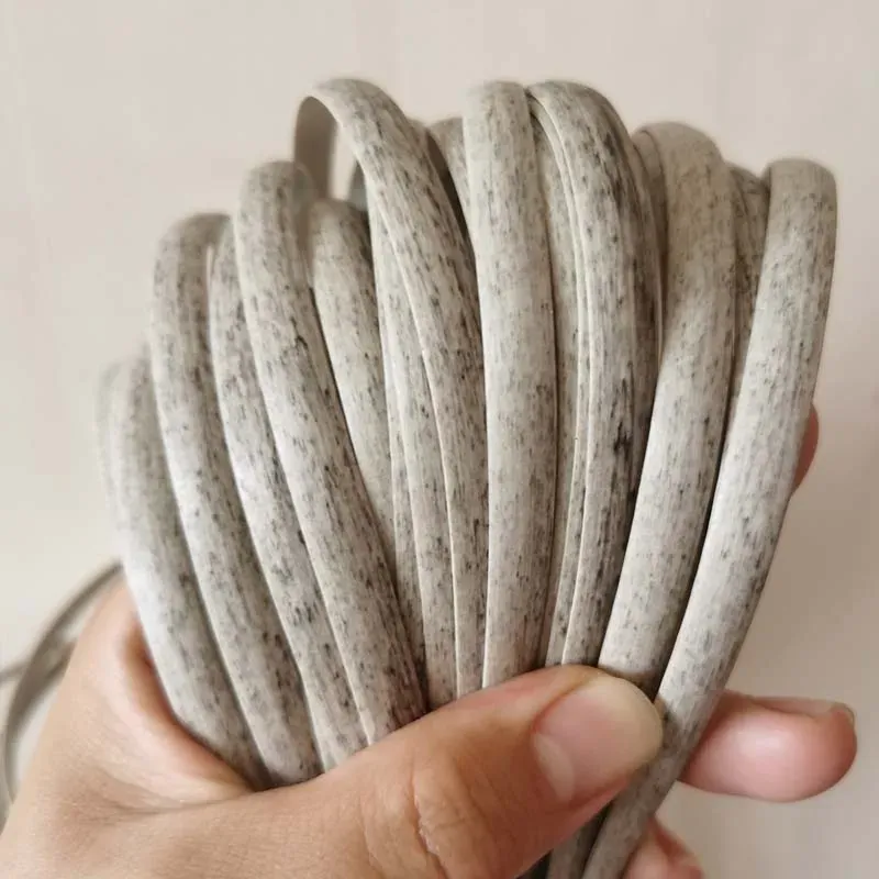 8mm Gradient Grey Synthetic Rattan PE Flat Rattan Weaving Material