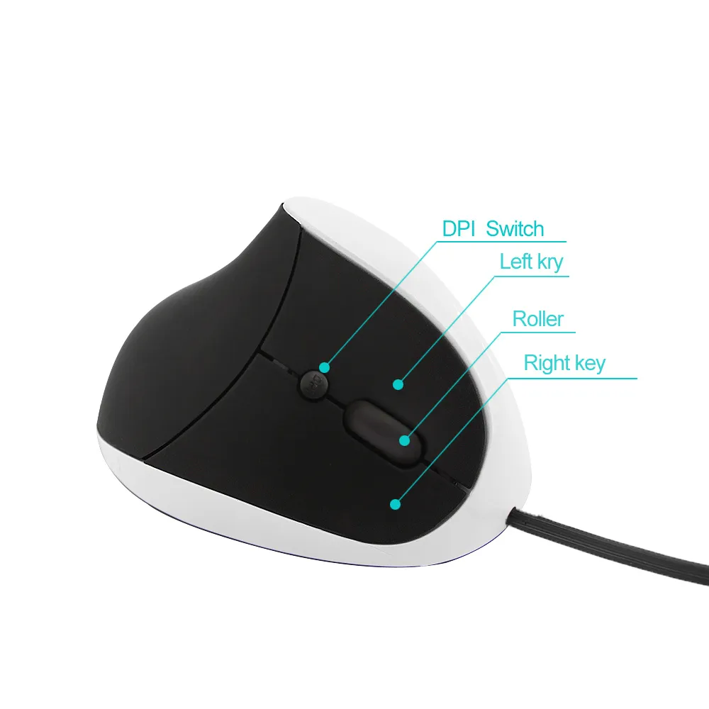 Mouse Right View Mouse Wired Right Hand Vertical 800/1200/1600 DPI USB... From ...