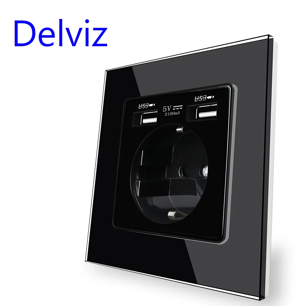 Delviz EU Standard Wall Embedded 16A Power Outlet with Dual 5V 2A USB ...
