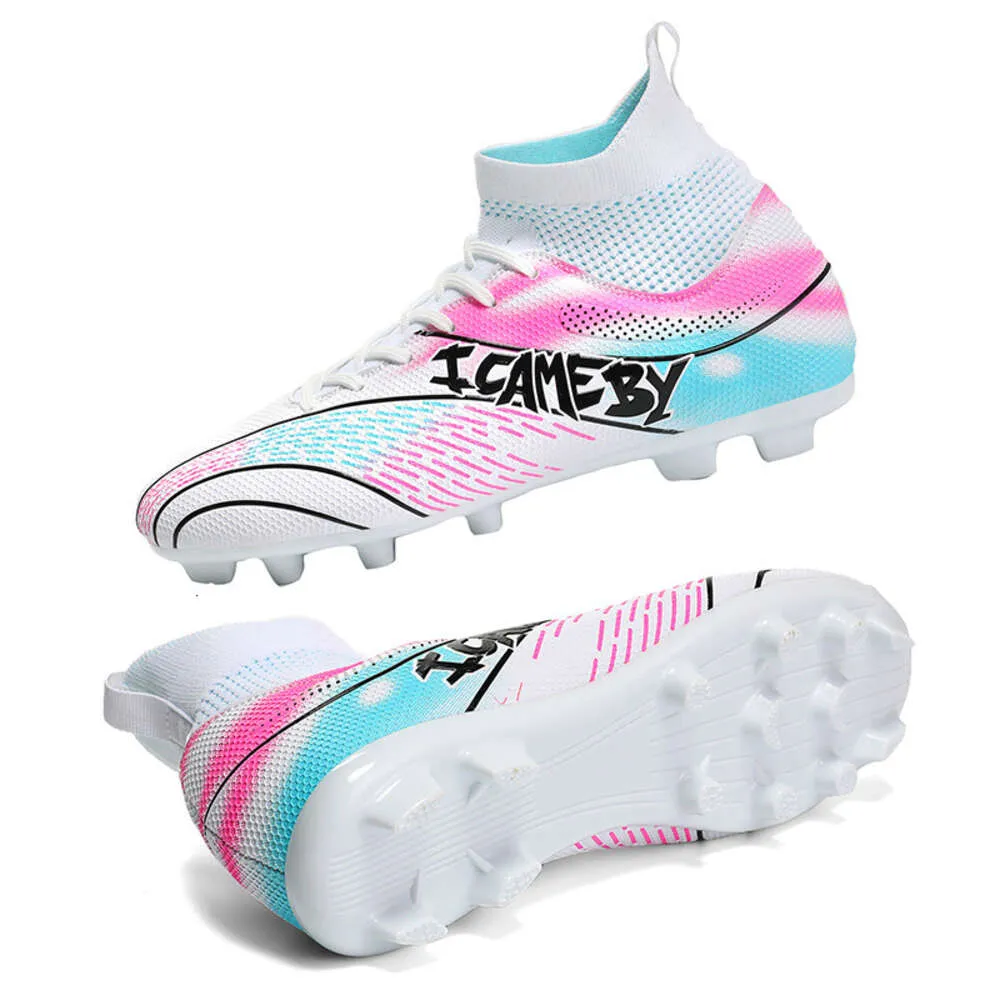 Youth Long Nail Football Cleats Women Men Colorful AG TF Soccer Shoes High Top Training Cleats for Kids Children