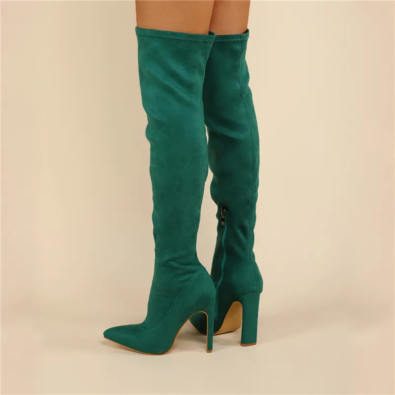 Emerald green thigh high boots clearance