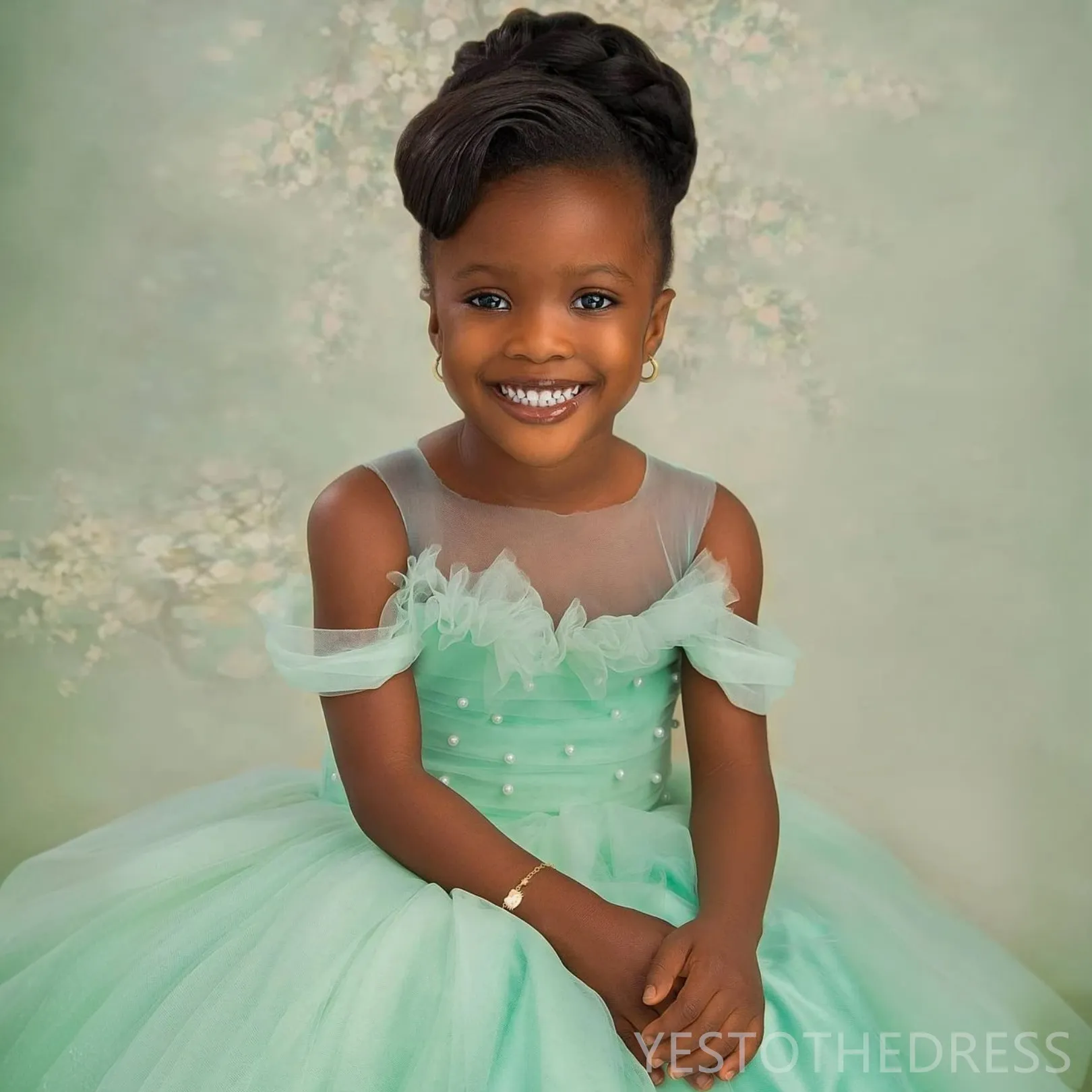 Illusion flower girl dress top