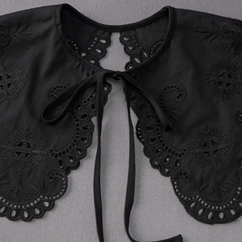 Save Big on Bulk Shawl With Collar Women Elegant Organza Embroidery False  Collar Shoulder Wrap Hollow Lace Black Shawl Necklace Detachable Lace Up