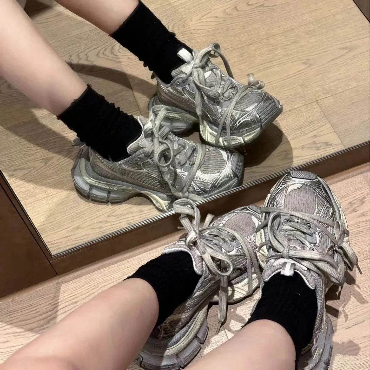 Womens vintage breathable dad sneakers 2025