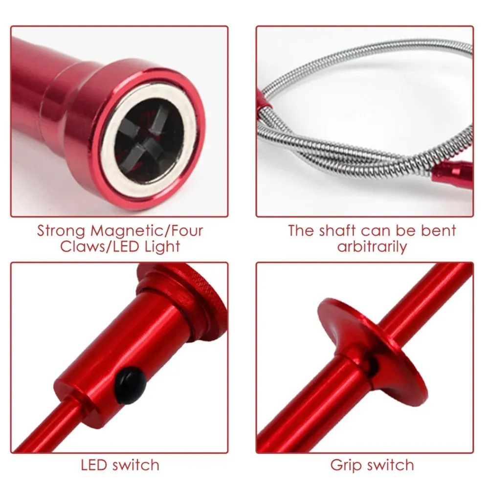 Extendable Magnetic Pickup Tool With LED Light Flexible Claw Grabber ...