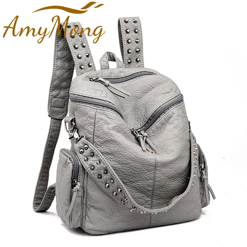 Vintage Leather Women Backpack Handbags Softback Zipper Closure Rivet  Decoration Below 20 Litre Capacity from Dhgate Backpack - price 20.39