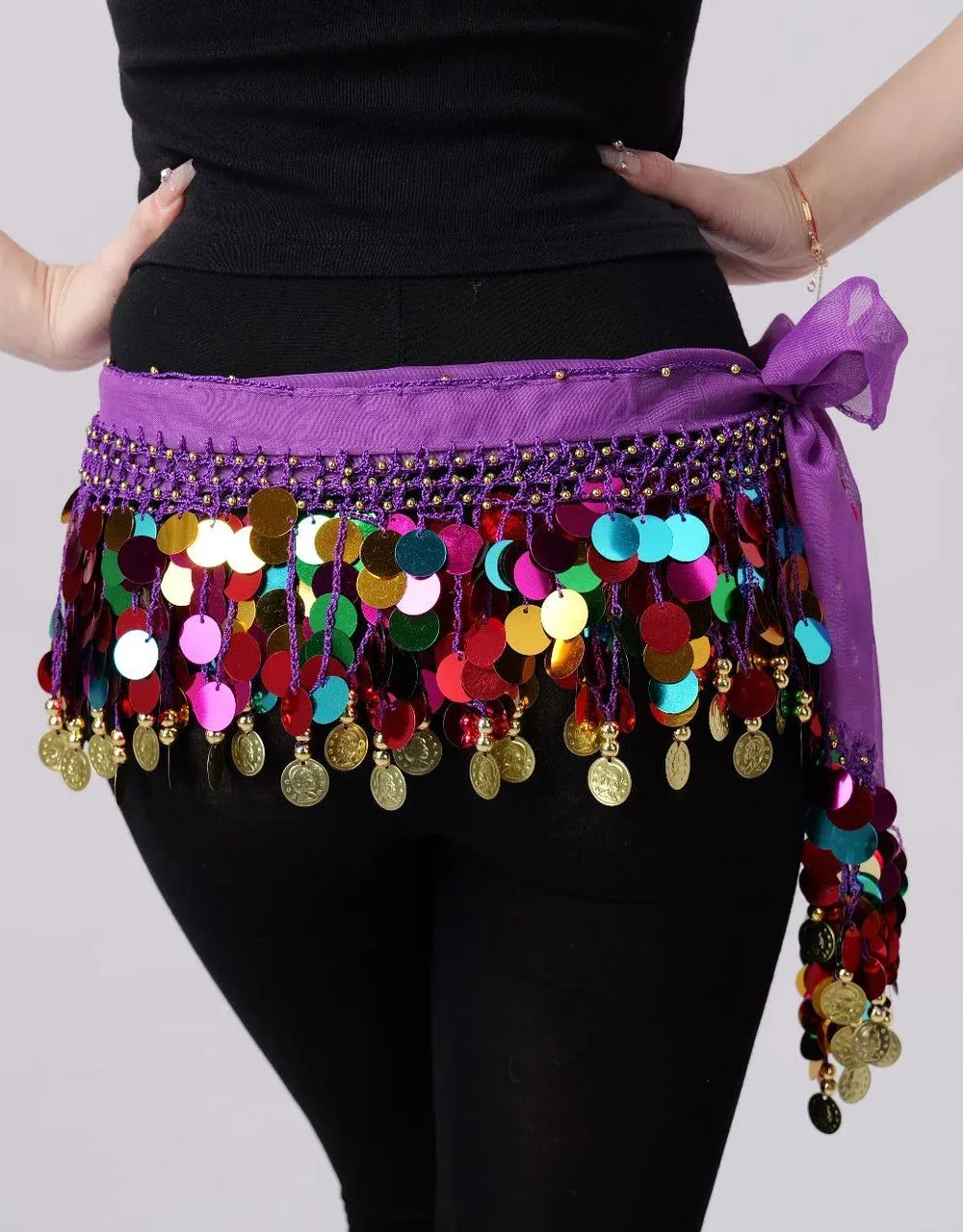 Bellydance Hip Belt Elastic Hip Belt Dance Accessory HipSkirt Body Jewelry Amazon.com: Wiwpar Boho Golden Coin Women main image 4
