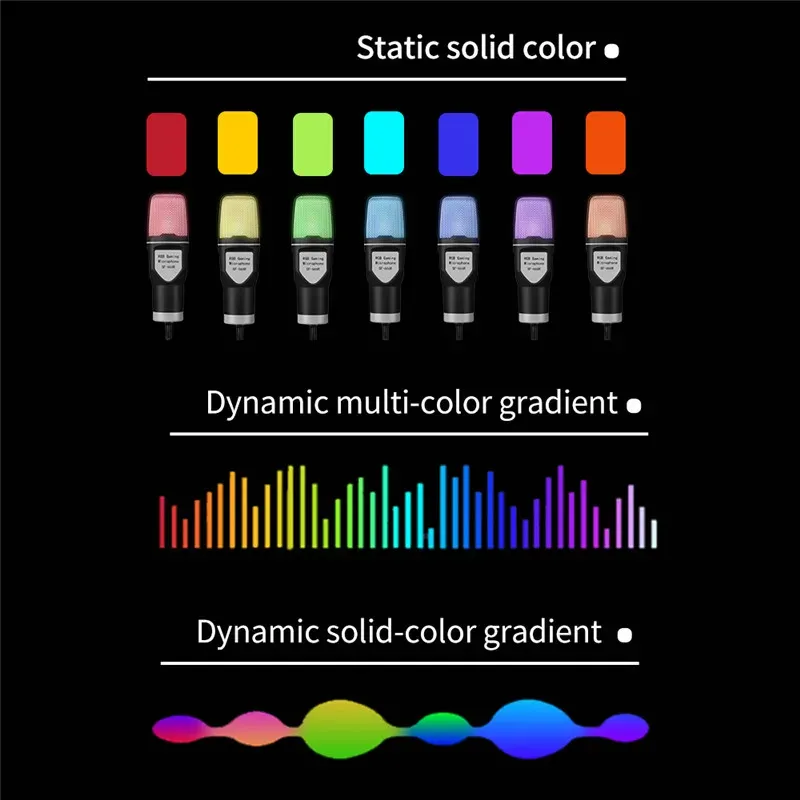 Computer Microphone Input Color USB Microphone RGB Condenser Gaming Mic Podcast,... From Ddmyhome, $54 ...