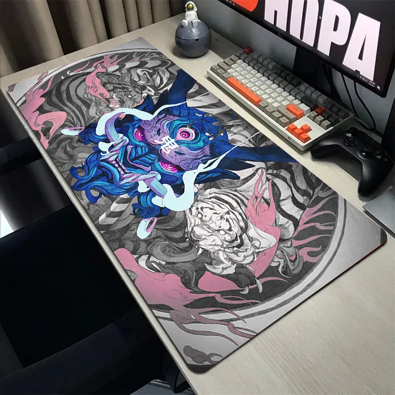 Vanzard Black Mouse Pad Gaming Keyboard Pad 31.5 X 11.8 In Computer Mouse Pad Anime Gaming Mousepad, Expanded Architecture Cool Desk Pad, Japanese Red Moon Large MousePads Suitable For Home Office - View #7