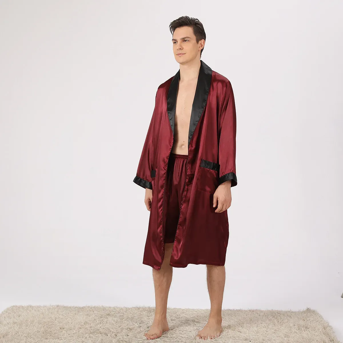 Satin kimono robe short sales