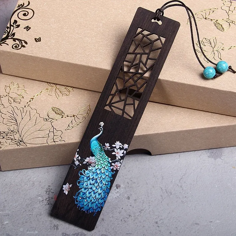 2 Handmade Wooden Bookmarks With Pendant - Vintage Style Carved Bookmark Gift Set For Book Lovers, Readers & Bookworms