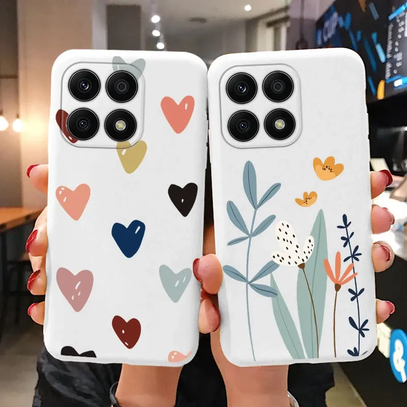 Case For Honor X8a 6.7 Inch Cute Heart Flower Back From