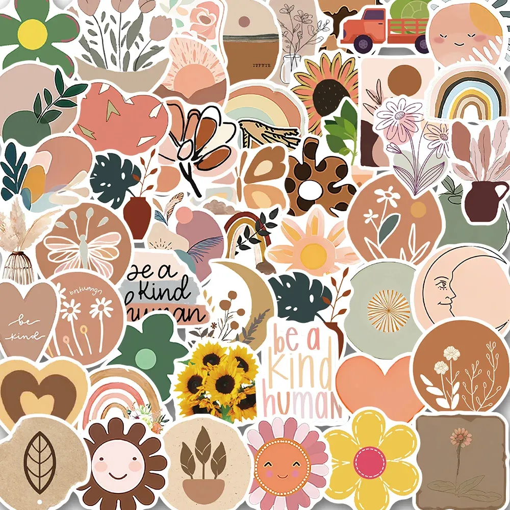 Retro Bohemian Aesthetic Decal Stickers for Laptop Car Guitar Luggage ...