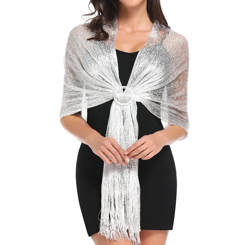 Metallic Sparkle Wrap With Buckle Party Shawl For Women Gold Silver From Ddmyhome 16.37 DHgate.Com