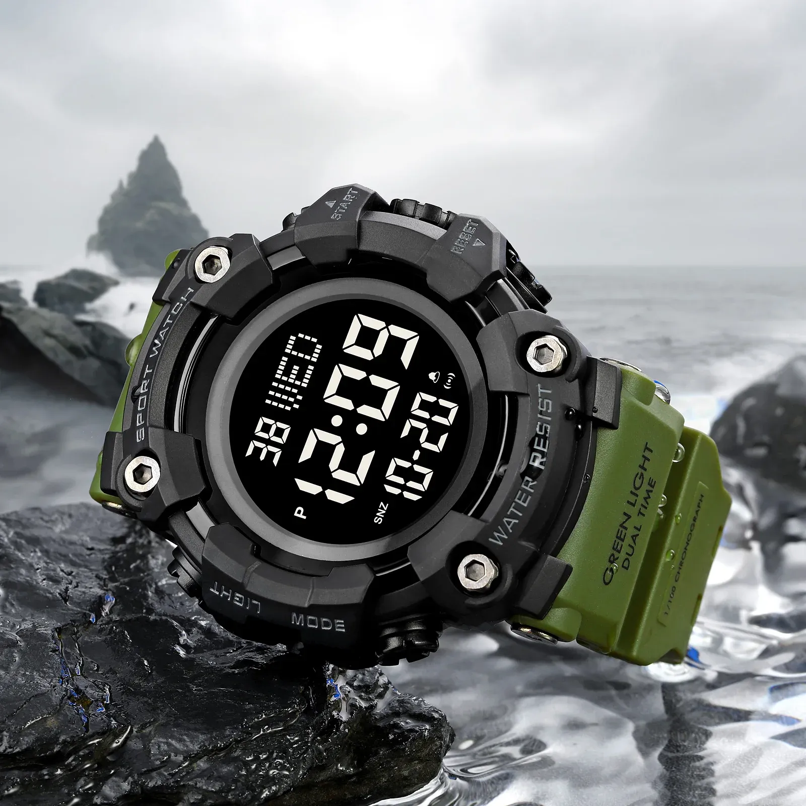 SKMEI Sport Stopwatch for Men 2024 LED Light Digital Wristwatch 5Bar Waterproof Countdown Clock Large Dial reloj hombre