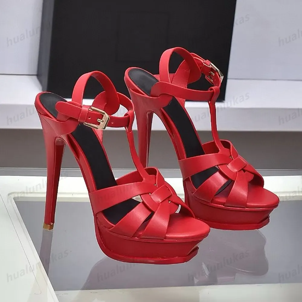 Red strappy platform heels online