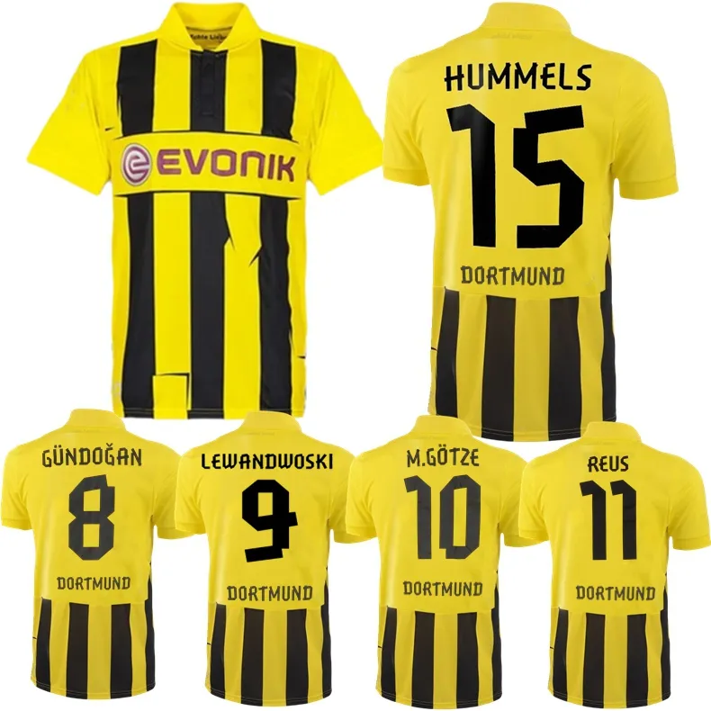 2012 2013 Reus Gotze Retro Soccer Jerseys Borussia 12 13 Lewandowski Hummels Dortmunds Home Camisetas de futebol clássicas vintage