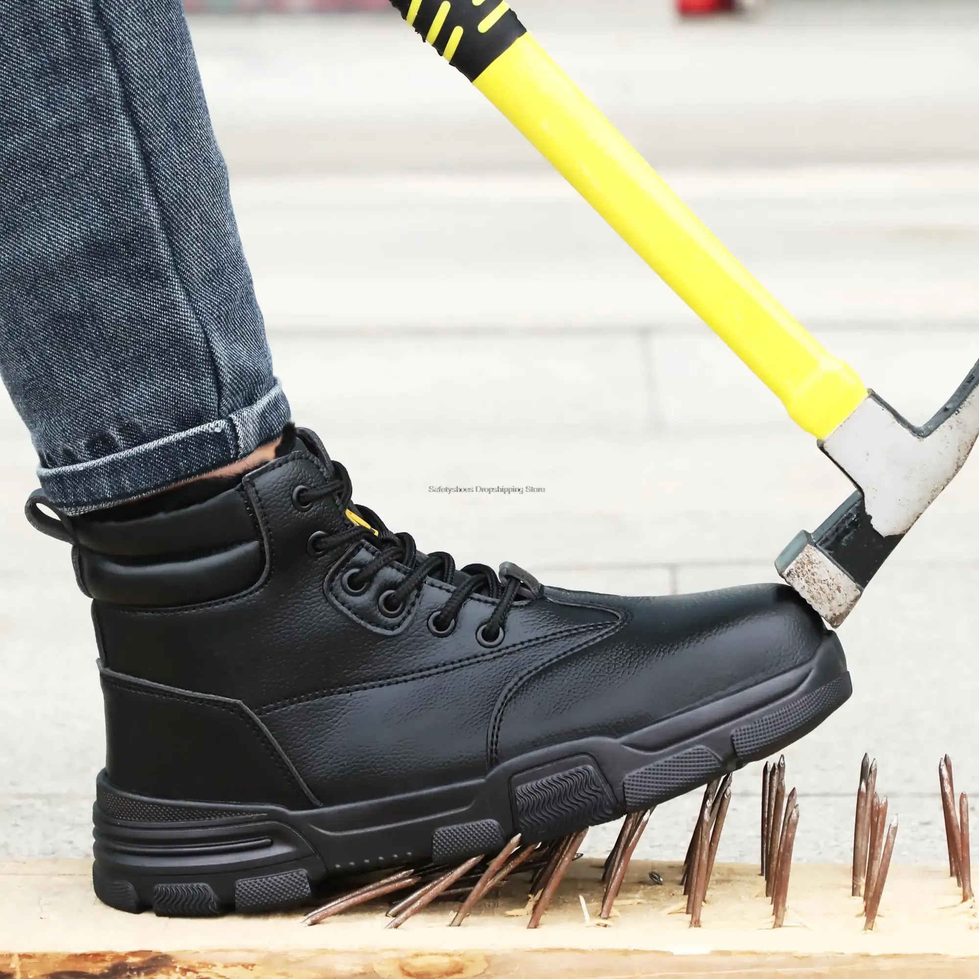 Winter Safety Shoes For Man Steel Toe Work Safety Boots Men Plush Work Shoes Anti Stab Anti Smash Protective Footwear Black Boot From 141 12 DHgate