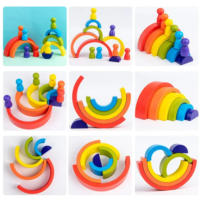 3 In 1 Wooden Rainbow Stacker Puzzle Blocks ... From Ddmyfriend, $63.47 ...