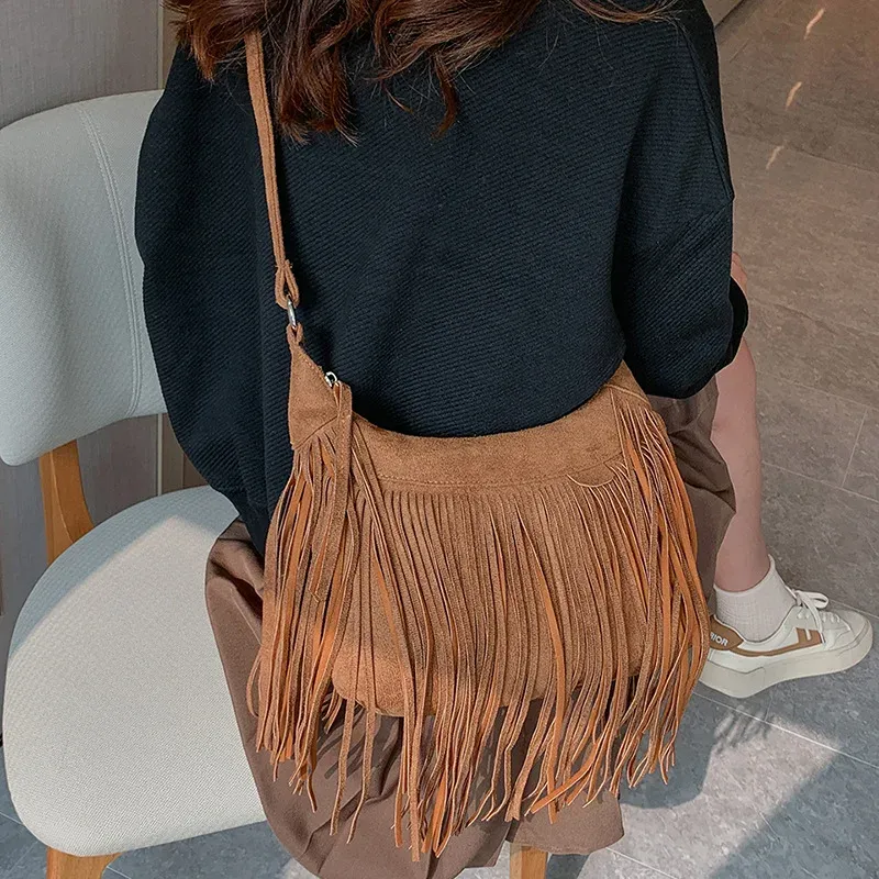 DHgate Womens Fringe Crossbody Bag Polyester Vintage Large Capacity Shoulder Purse Home Garden