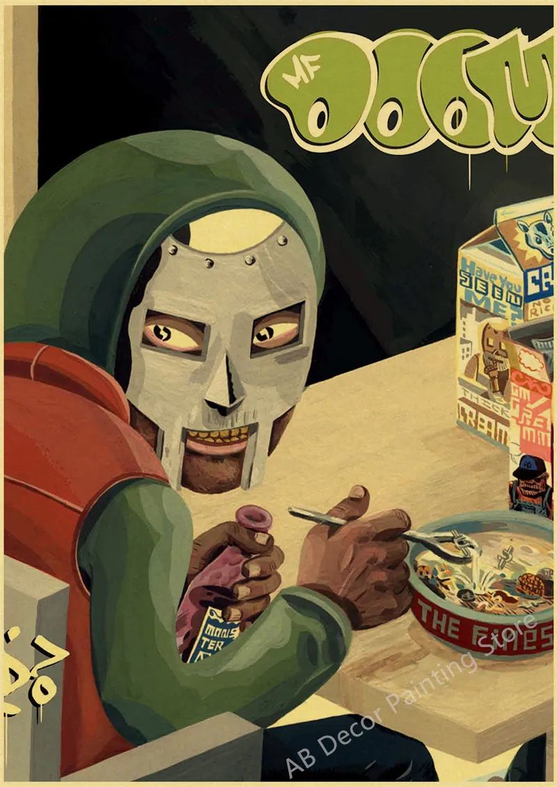 Retro MF Doom Kraft Paper print near me - DIY Rapper Singer