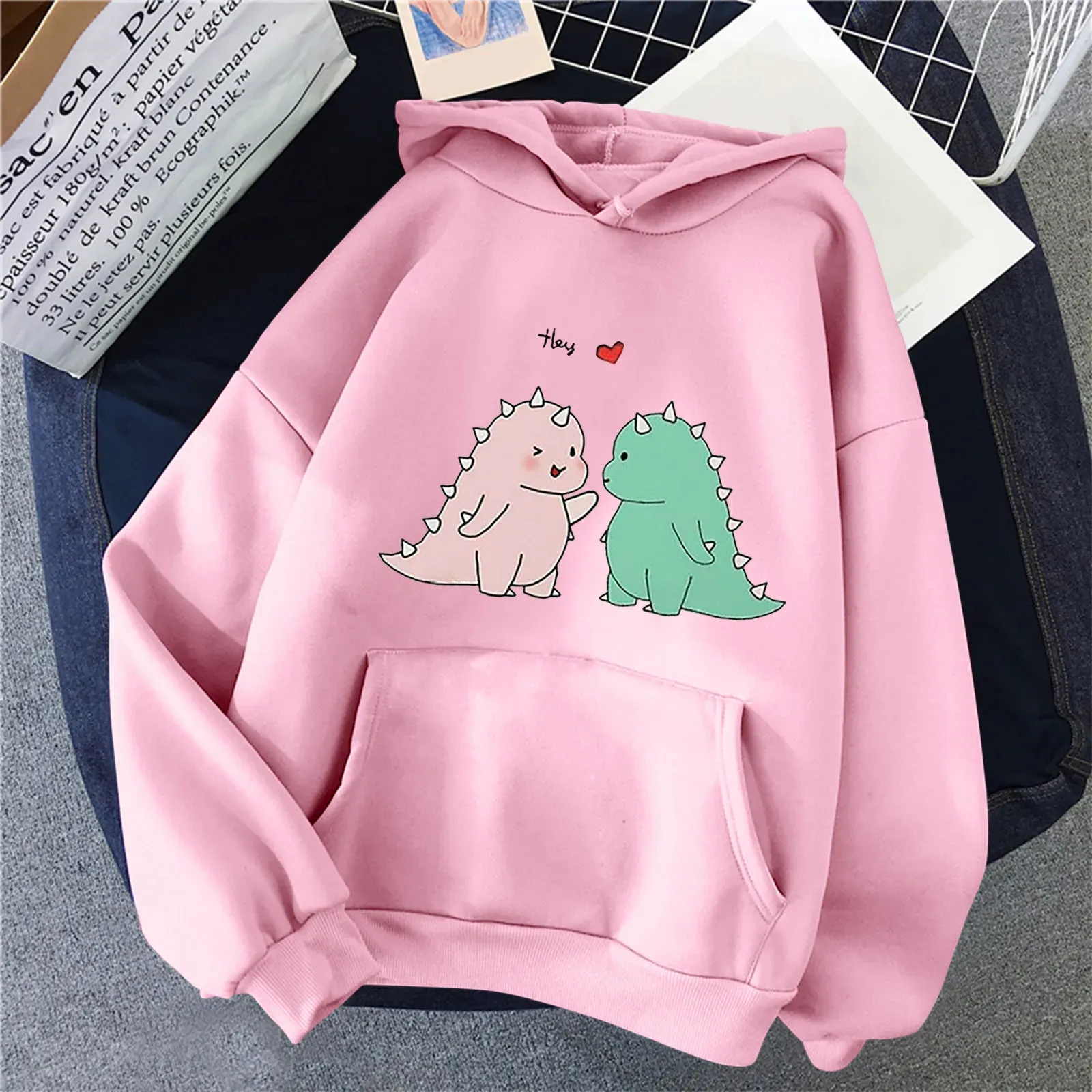 Womens Oversized Dinosaur Hoodie Harajuku Vintage Korean Pullover With Kangaroo Pocket Casual Sweatshirts For Couples From Ddmydesign 18.71 DHgate.Com