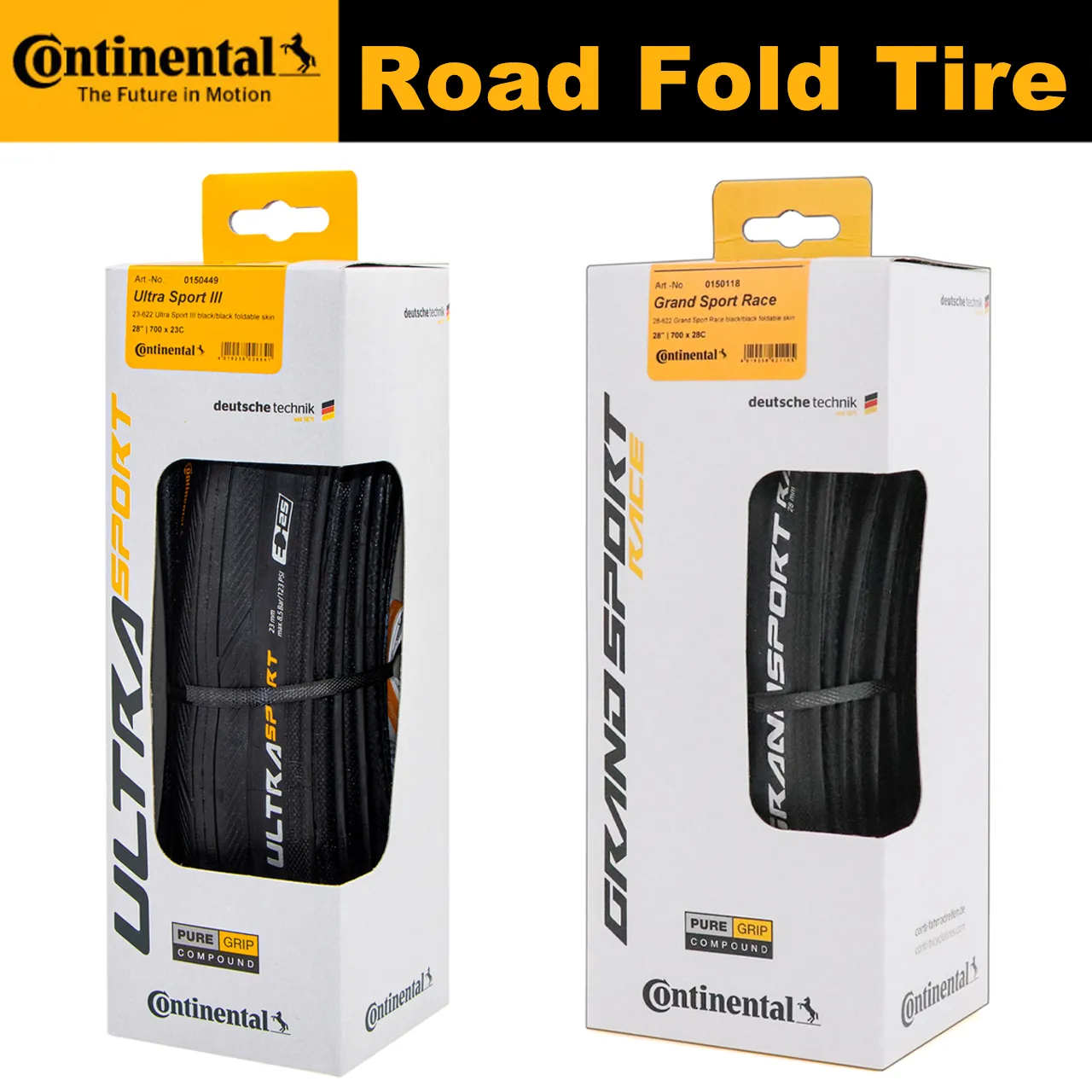Continental Ultra Sport II III Grand Sport Race Clincher 700c x 23 25 28mm Folding Road Tire Pack of 2