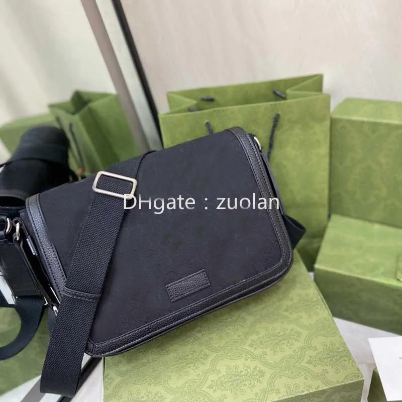 Black Canvas Leather Messenger Bag for Men Casual Shoulder Bag with Zipper Closure High Quality Nylon Lining Soft and Durable for Daily Use