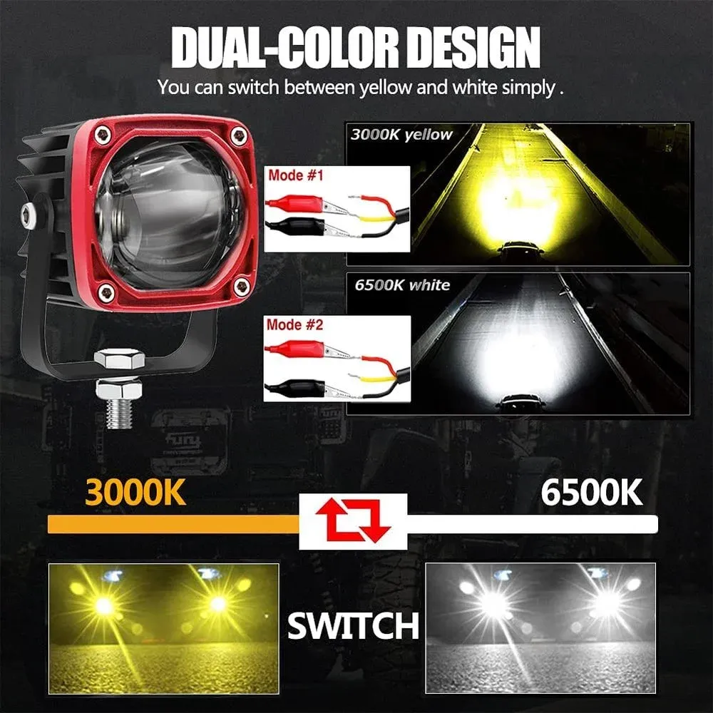 AUXTINGS 10 Piece 4 inch 18W Flood LED Work Lamp Rod Driving Lights 12V 24V 1440LM 6000K for Off Road Car Cabin Boat SUV Truck Car ATV Vehicles Marin