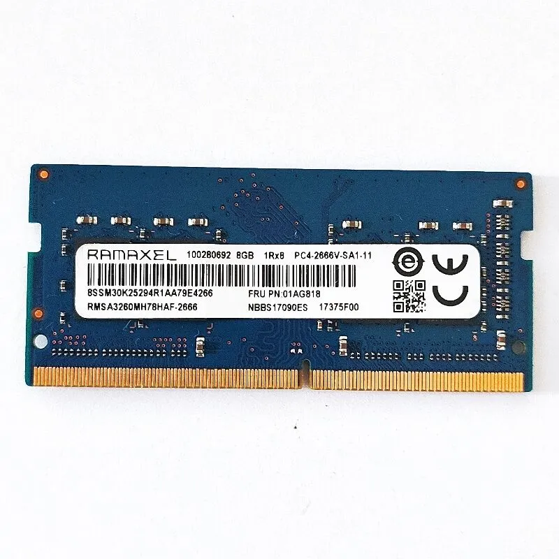 RAMAXEL RAMS DDR4 8GB 2666MHz Laptop Memory 1RX4-2666V-SA1-11