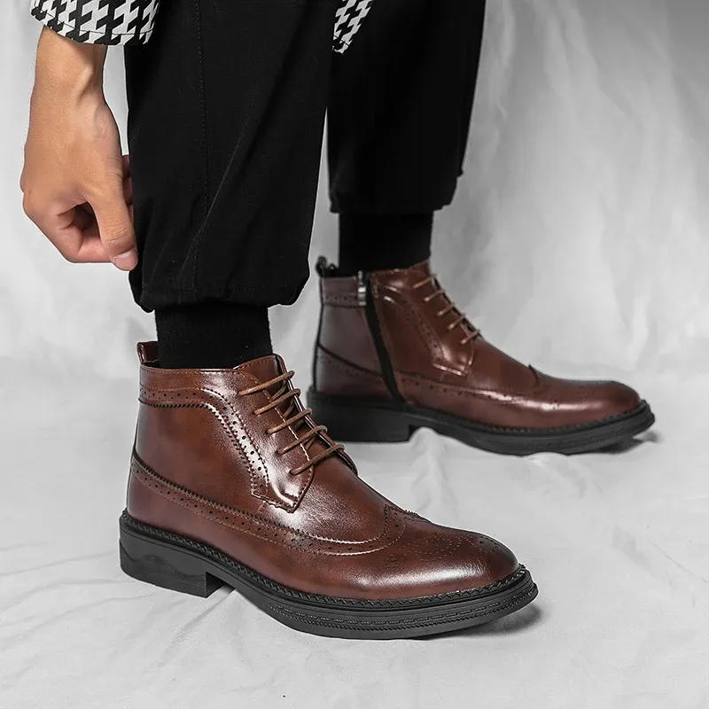 Patent brogue ankle boots discount