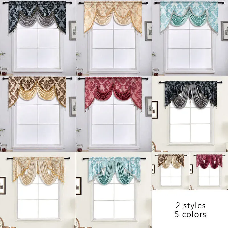 Valance Short 9 × 29.5 in European Style Tassel Floral Short Window Valance for ...