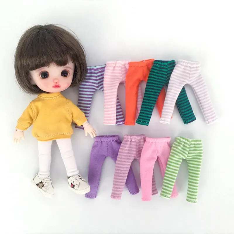 DHgate.com:OB11 Doll High-Waist Elastic Stripe Leggings - 4