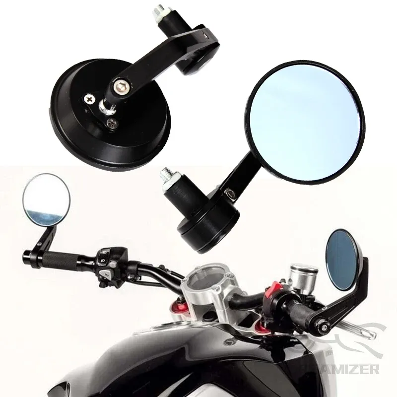 KEEPDSGN Black Aluminum Motorcycle Bar End Mirrors - 7/8" & 1" Universal Fit For Cafe Racers & Cruisers