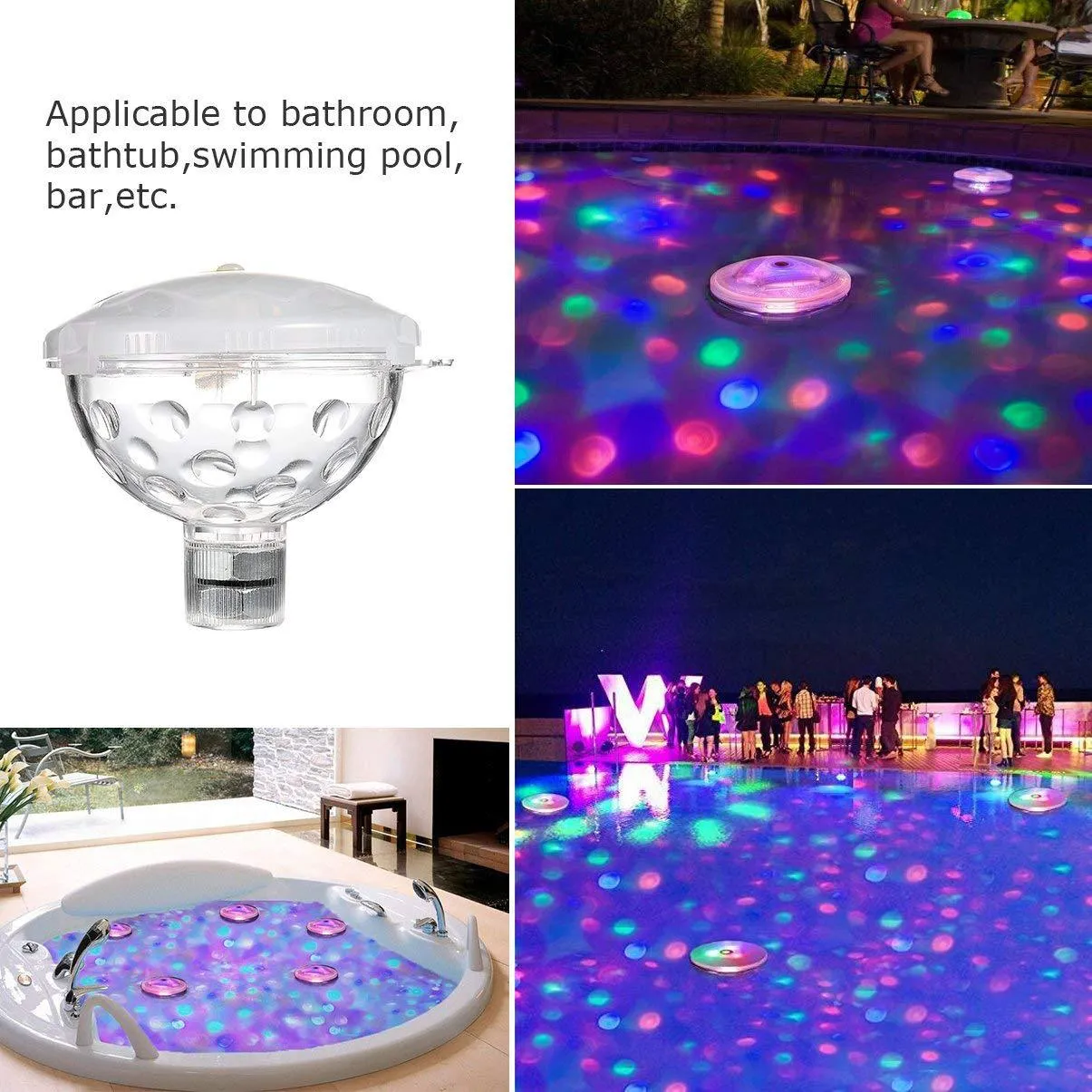 Waterproof RGB Submersible Lamp - LED Floating Pool Lights for Parties ...