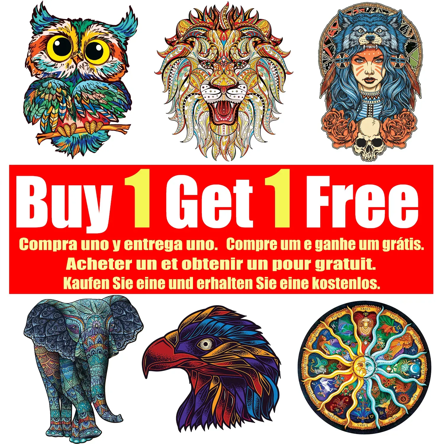 Wooden Animal Jigsaw Puzzles 3D Brain Training Game For Adults And Kids ...