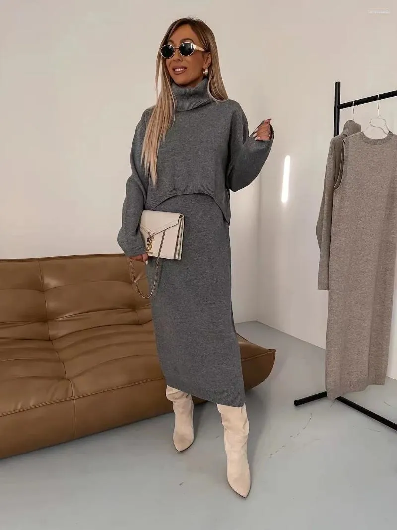Work Dresses Winter Knit Solid Young Women Turtleneck Full Sleeve High  Waist Ankle-Length Pencil Skirt Set from Dhgate Work Dresses - price 57.68