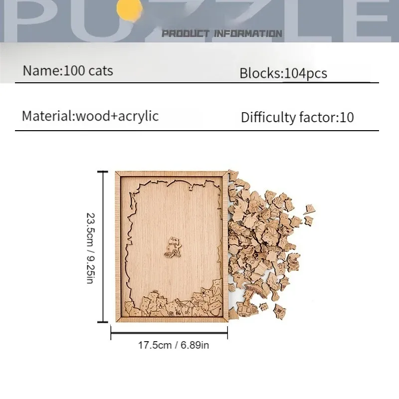 Puzzle In Legno A Forma Di Gatto – 135 Pezzi Colorati, Design Irregolare, Decorativo E Rilassante