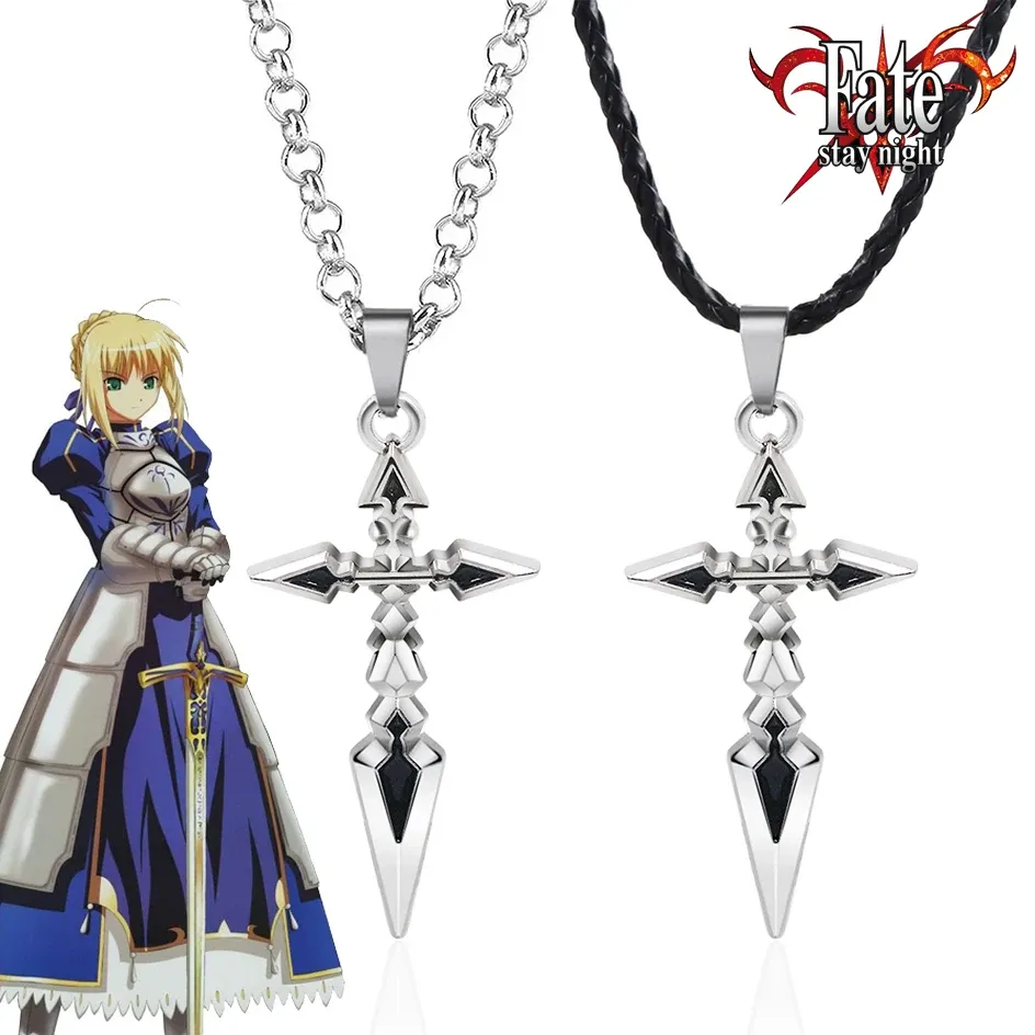 Anime Saber Pendant Necklace Zinc Alloy Cross Link From