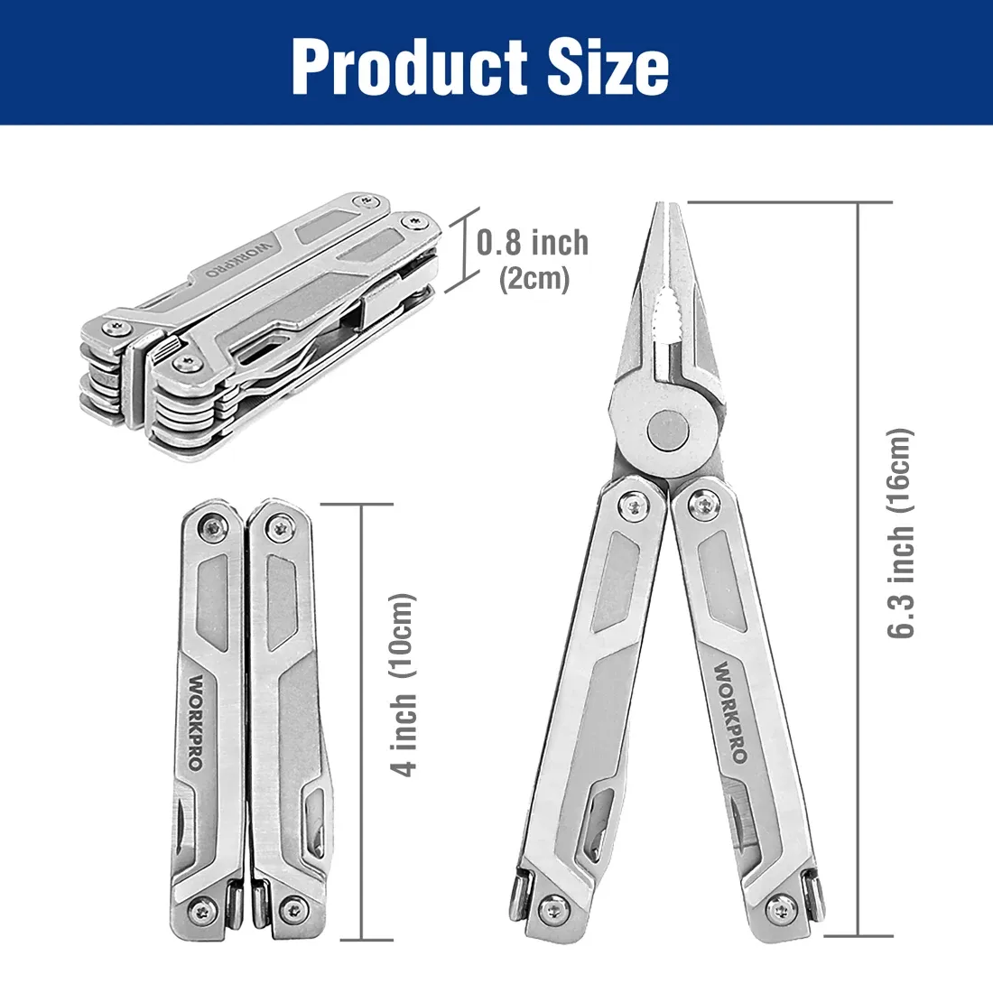 WORKPRO 15 In 1 Multitool With Screwdriver, Safety Locking, And Sheath ...