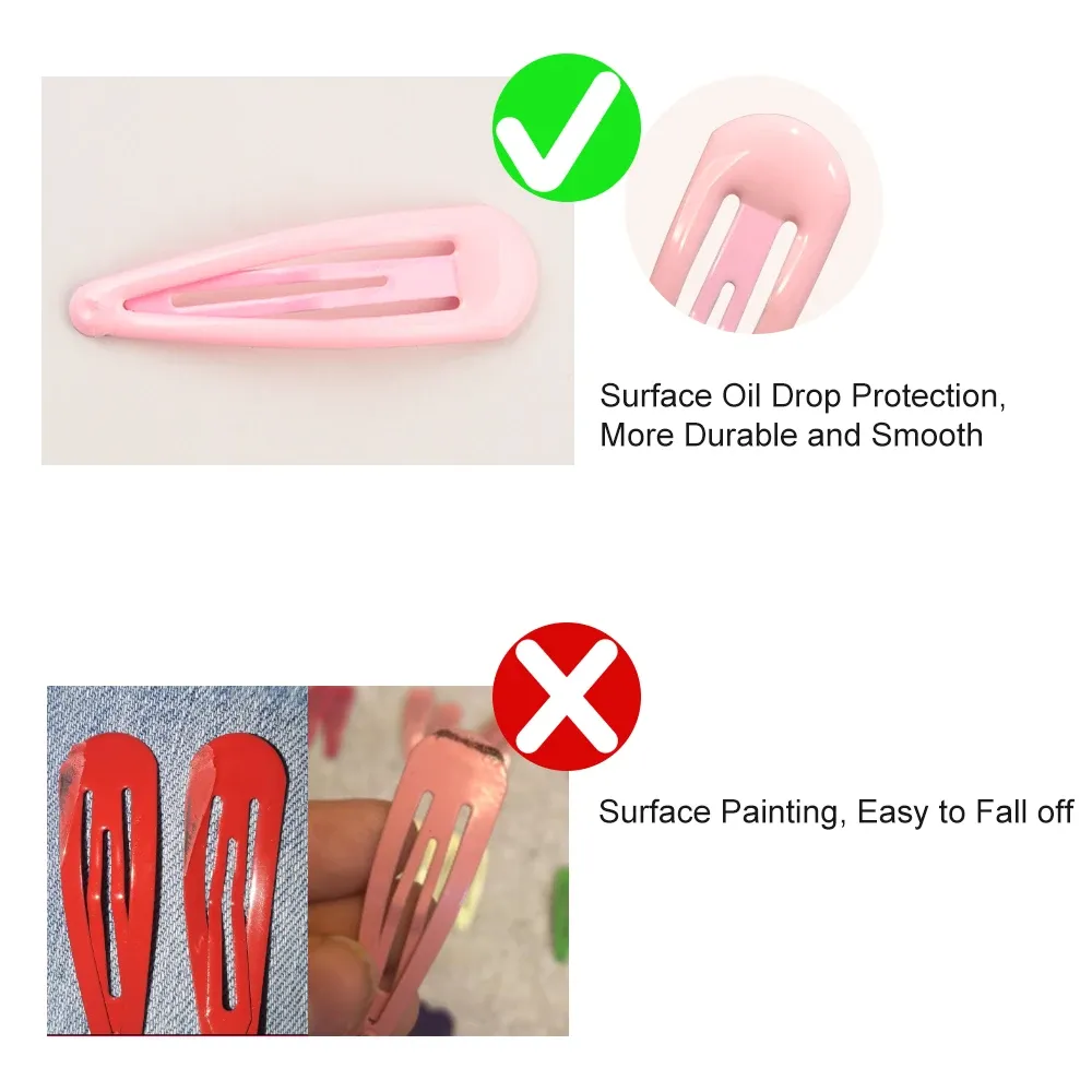 Set 2 Inch Metal Snap Hair Clips Black Barrette Hair Clips for Baby ...