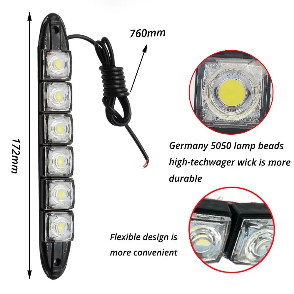 2 X 8 LED Daytime Running Lights – Super White DRL Fog Lamp Lights – 12V (Pair)