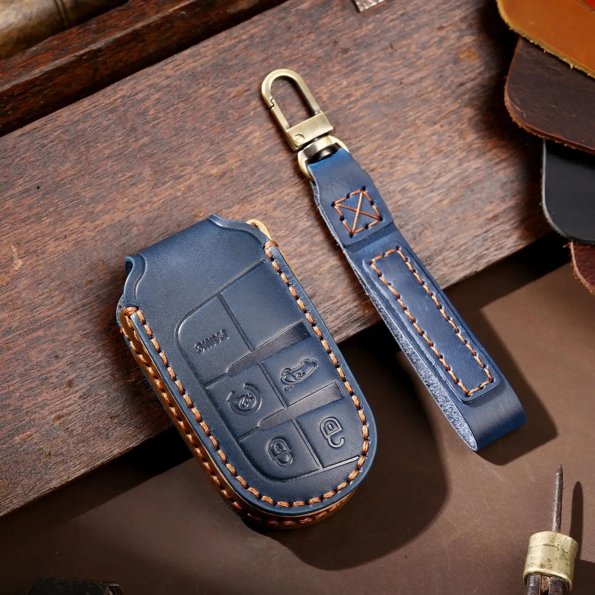 Jeep keychain leather outlet