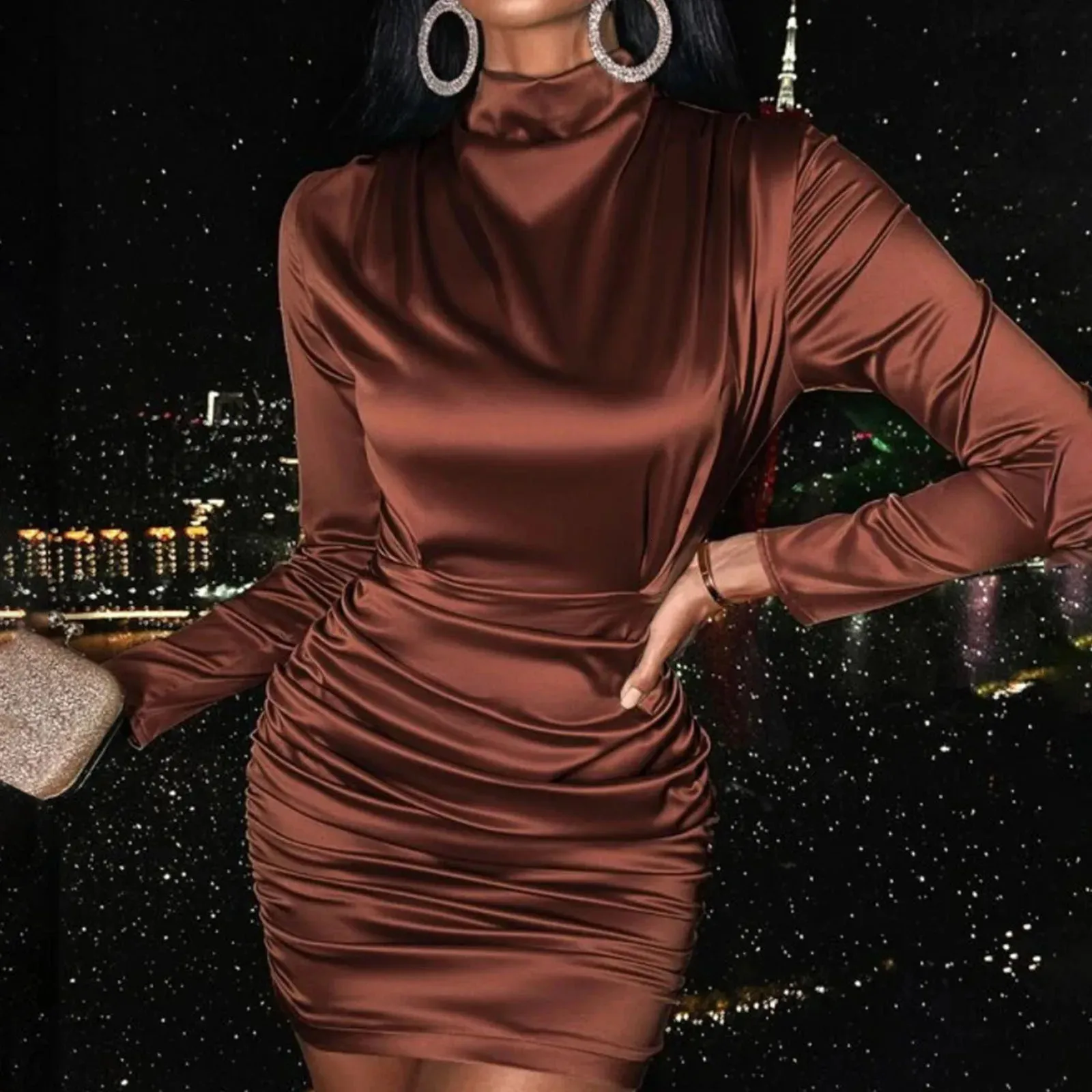 Temperament Round Neck Bat Sleeves Bodycon Temperament Round Neck Bat Sleeves Bodycon