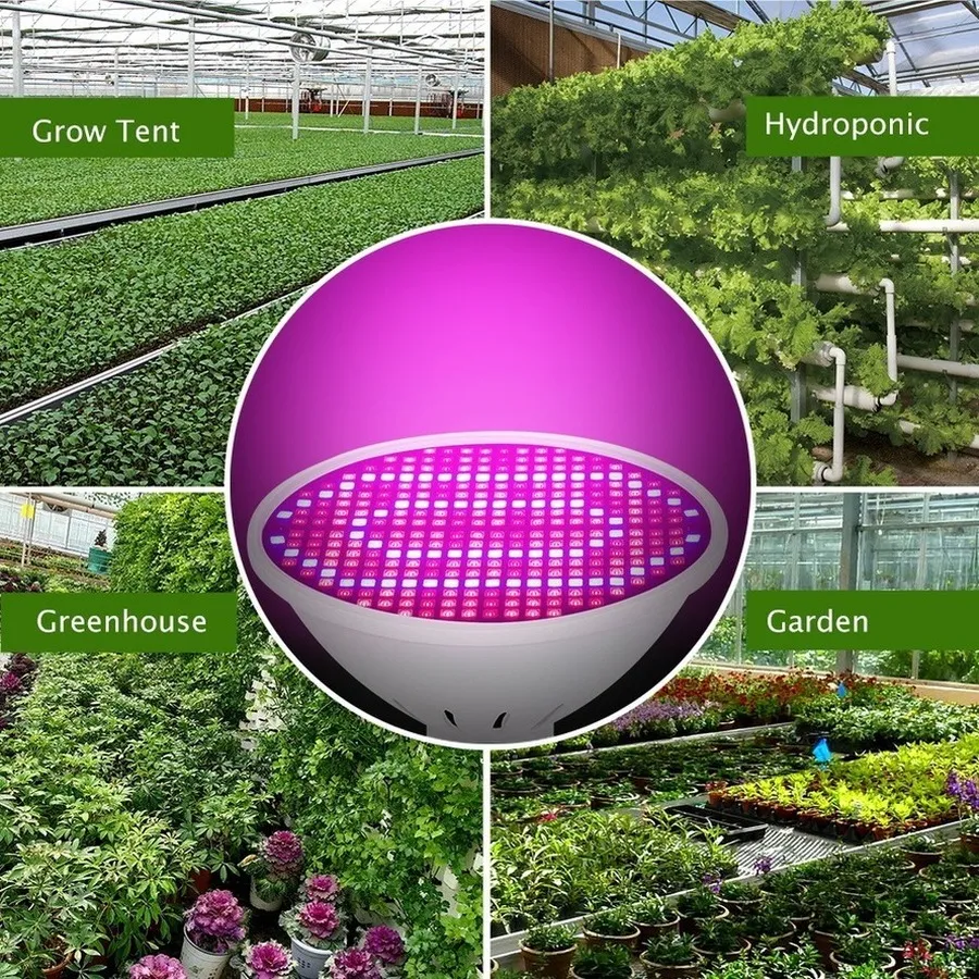 220V Hydroponic Growing Light LED Bulb E27 E14 B22 Full Spectrum 126 ...